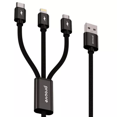 Кабель Proove Triple Connection 3 in 1 Type-C + Micro USB + Lightning (1.3m) (CCTC15001501) black