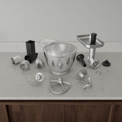 Кухонна машина Electrolux 1200Вт, чаша-метал, корпус-метал, насадок-8, чорний (E5KM1-6GBP)