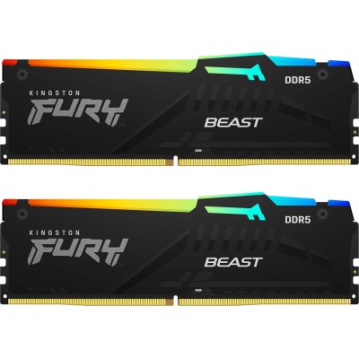 Оперативна пам'ять Kingston DDR5 16GB KIT (8GBx2) 5200 FURY Beast RGB (KF552C40BBAK2-16)