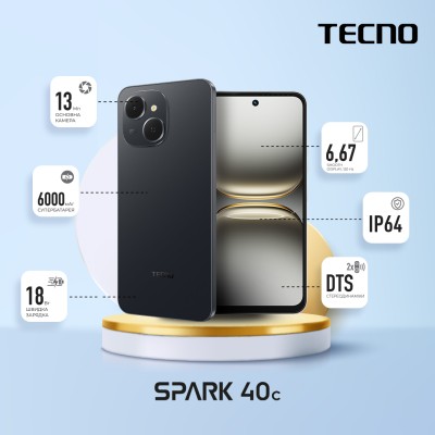Смартфон TECNO Spark 40C (KM4k) 4/128GB Ink Black