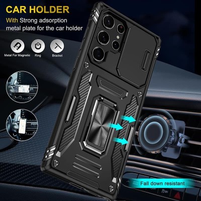 Ударостійкий чохол Camshield Army Ring для Samsung Galaxy S24 Ultra Чорний / Black Ударостійкий чохол Camshield Army Ring для Samsung Galaxy S24 Ultra Чорний / Black