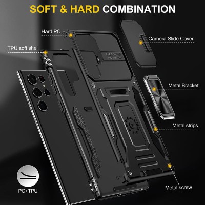 Ударостійкий чохол Camshield Army Ring для Samsung Galaxy S24 Ultra Чорний / Black Ударостійкий чохол Camshield Army Ring для Samsung Galaxy S24 Ultra Чорний / Black