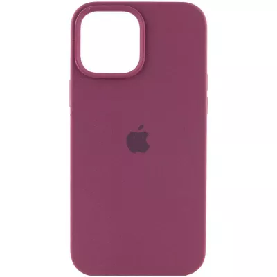 Чохол Silicone Case (AA) Logo with MagSafe для Apple iPhone 12 Pro / 12 (6.1") Бордовий / Plum