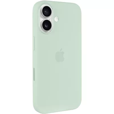 Чохол Silicone case (AAA) with Magsafe and Animation (button) для Apple iPhone 16 (6.1") Aquamarine