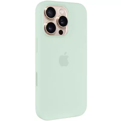 Чохол Silicone case (AAA) with Magsafe and Animation (button) для Apple iPhone 16 Pro (6.3") Aquamarine