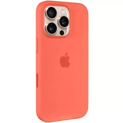 Чохол Silicone case (AAA) with Magsafe and Animation (button) для Apple iPhone 16 Pro (6.3") Tangerine
