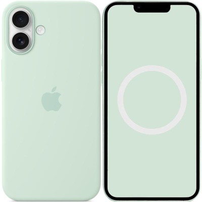 Чохол Silicone case (AAA) with Magsafe and Animation для Apple iPhone 16 (6.1") Aquamarine