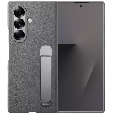 Шкіряний чохол Leather Case (AAA) with stand для Samsung Galaxy Z Fold7 Gray