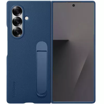 Шкіряний чохол Leather Case (AAA) with stand для Samsung Galaxy Z Fold7 Navy