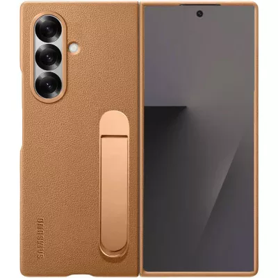 Шкіряний чохол Leather Case (AAA) with stand для Samsung Galaxy Z Fold7 Tan