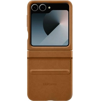 Шкіряний чохол Leather Case (AAA) для Samsung Galaxy Z Flip7 Brown Шкіряний чохол Leather Case (AAA) для Samsung Galaxy Z Flip7 Brown