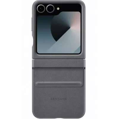 Шкіряний чохол Leather Case (AAA) для Samsung Galaxy Z Flip7 Dark Gray
