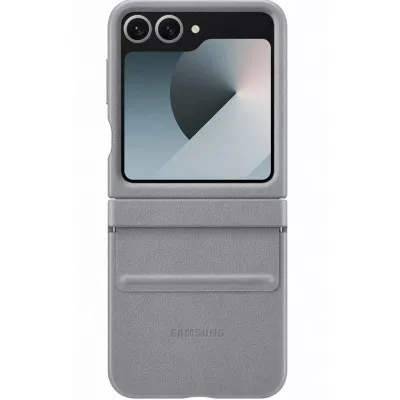 Шкіряний чохол Leather Case (AAA) для Samsung Galaxy Z Flip7 Light Gray