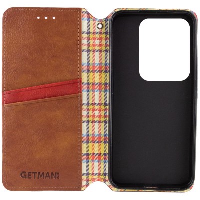 Шкіряний чохол-книжка GETMAN Cubic (PU) для Xiaomi Poco X6 / Note 13 Pro 5G Коричневий Шкіряний чохол-книжка GETMAN Cubic (PU) для Xiaomi Poco X6 / Note 13 Pro 5G Коричневий