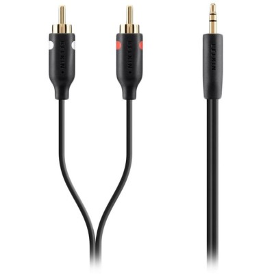 Кабель jack 3.5 > 2xRCA (M/M) Belkin, 2м, чорний (F3Y116BT2M)