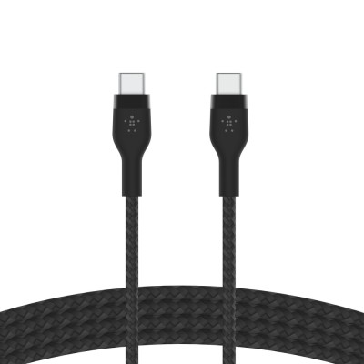 Кабель USB-C > USB-C заряджання/синхронізації Belkin 1м, 60Вт, Type-C, плетений, силіконовий, з ремінцем на магніті, чорний (CAB