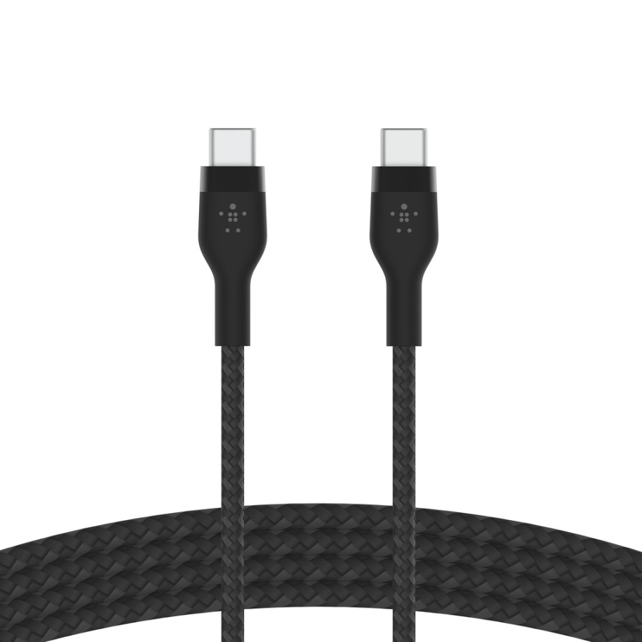 Кабель USB-C > USB-C заряджання/синхронізації Belkin 1м, 60Вт, Type-C, плетений, силіконовий, з ремінцем на магніті, чорний (CAB Кабель USB-C > USB-C заряджання/синхронізації Belkin 1м, 60Вт, Type-C, плетений, силіконовий, з ремінцем на магніті, чорний (CAB