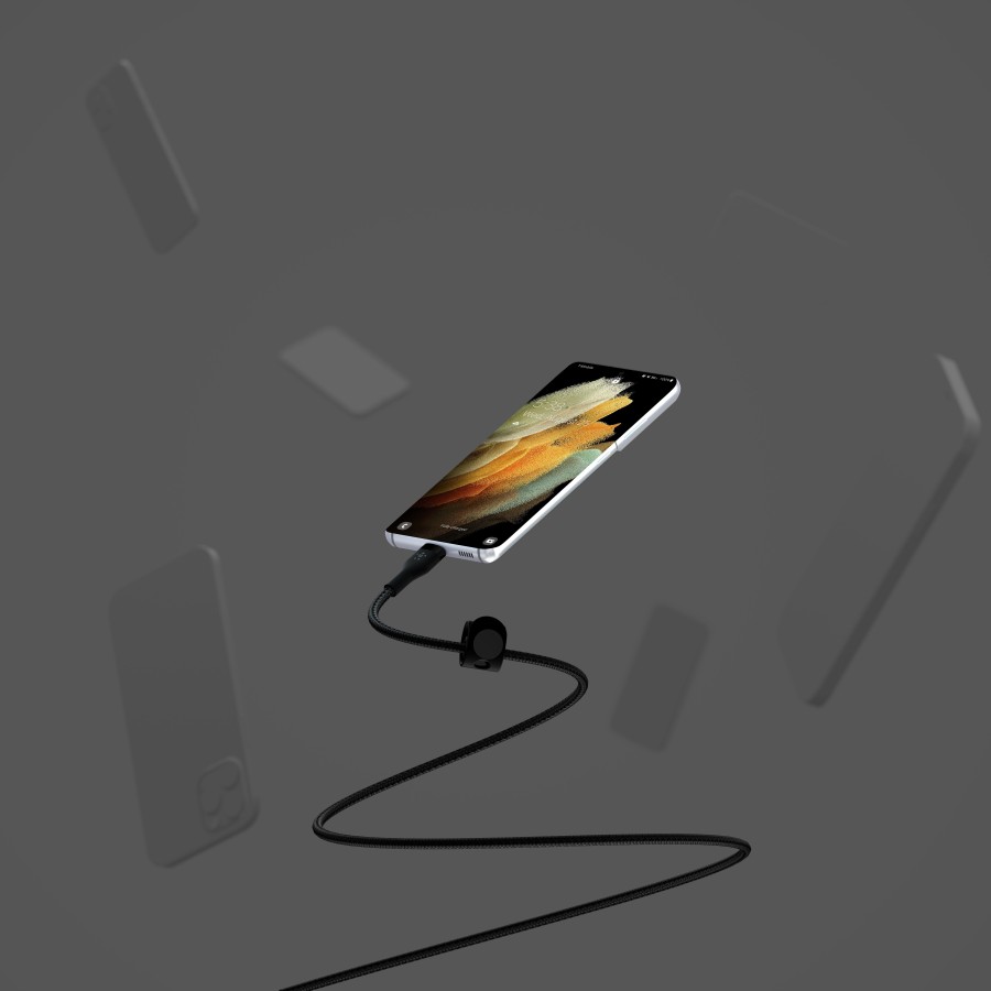Кабель USB-C > USB-C заряджання/синхронізації Belkin 1м, 60Вт, Type-C, плетений, силіконовий, з ремінцем на магніті, чорний (CAB Кабель USB-C > USB-C заряджання/синхронізації Belkin 1м, 60Вт, Type-C, плетений, силіконовий, з ремінцем на магніті, чорний (CAB