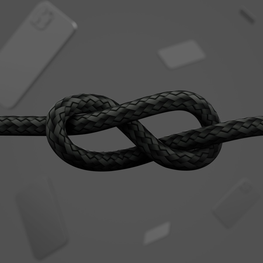 Кабель USB-C > USB-C заряджання/синхронізації Belkin 1м, 60Вт, Type-C, плетений, силіконовий, з ремінцем на магніті, чорний (CAB Кабель USB-C > USB-C заряджання/синхронізації Belkin 1м, 60Вт, Type-C, плетений, силіконовий, з ремінцем на магніті, чорний (CAB