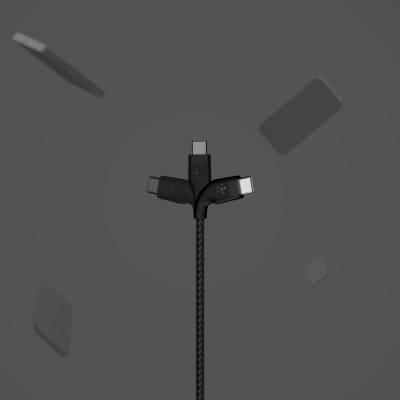 Кабель USB-C > USB-C заряджання/синхронізації Belkin 1м, 60Вт, Type-C, плетений, силіконовий, з ремінцем на магніті, чорний (CAB Кабель USB-C > USB-C заряджання/синхронізації Belkin 1м, 60Вт, Type-C, плетений, силіконовий, з ремінцем на магніті, чорний (CAB