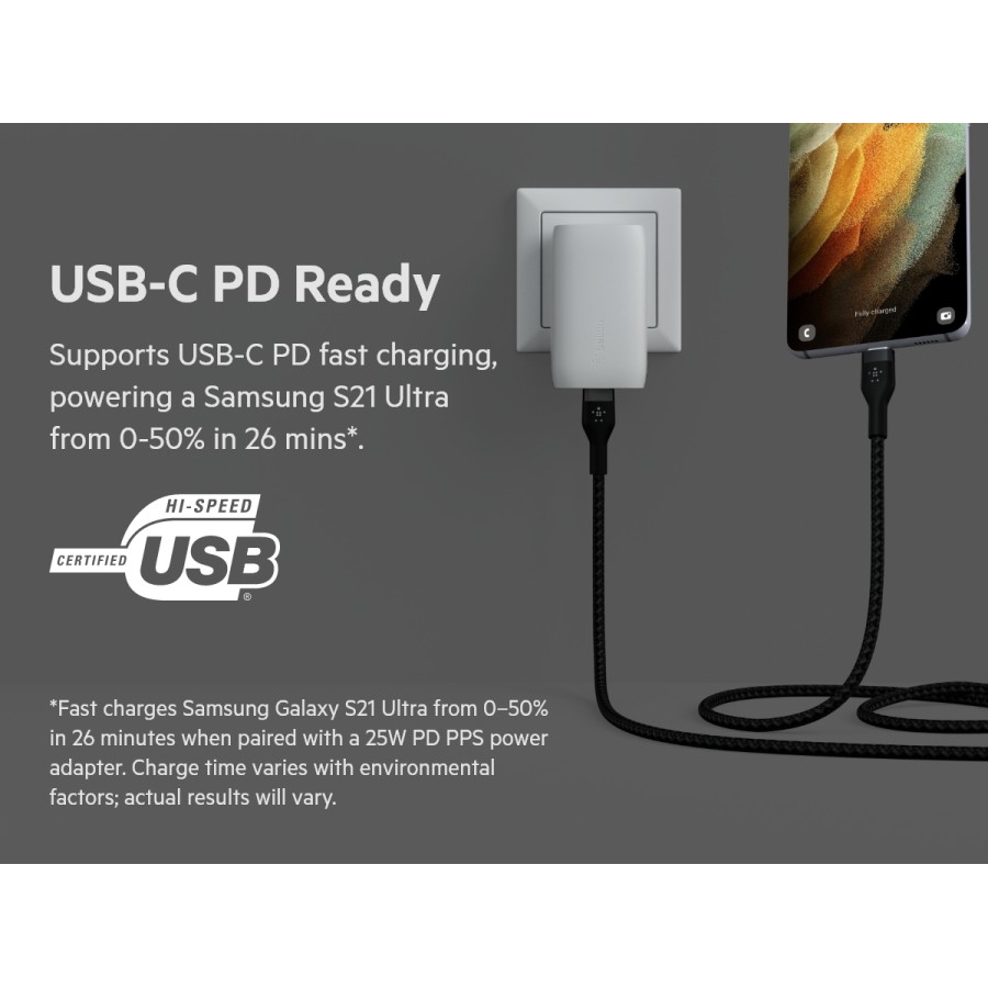 Кабель USB-C > USB-C заряджання/синхронізації Belkin 1м, 60Вт, Type-C, плетений, силіконовий, з ремінцем на магніті, чорний (CAB Кабель USB-C > USB-C заряджання/синхронізації Belkin 1м, 60Вт, Type-C, плетений, силіконовий, з ремінцем на магніті, чорний (CAB