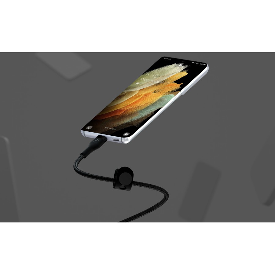 Кабель USB-C > USB-C заряджання/синхронізації Belkin 1м, 60Вт, Type-C, плетений, силіконовий, з ремінцем на магніті, чорний (CAB Кабель USB-C > USB-C заряджання/синхронізації Belkin 1м, 60Вт, Type-C, плетений, силіконовий, з ремінцем на магніті, чорний (CAB