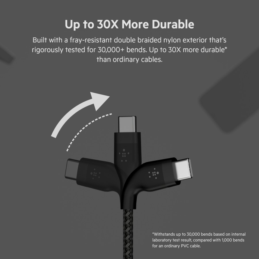 Кабель USB-C > USB-C заряджання/синхронізації Belkin 1м, 60Вт, Type-C, плетений, силіконовий, з ремінцем на магніті, чорний (CAB Кабель USB-C > USB-C заряджання/синхронізації Belkin 1м, 60Вт, Type-C, плетений, силіконовий, з ремінцем на магніті, чорний (CAB