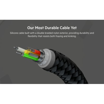 Кабель USB-C > USB-C заряджання/синхронізації Belkin 1м, 60Вт, Type-C, плетений, силіконовий, з ремінцем на магніті, чорний (CAB Кабель USB-C > USB-C заряджання/синхронізації Belkin 1м, 60Вт, Type-C, плетений, силіконовий, з ремінцем на магніті, чорний (CAB