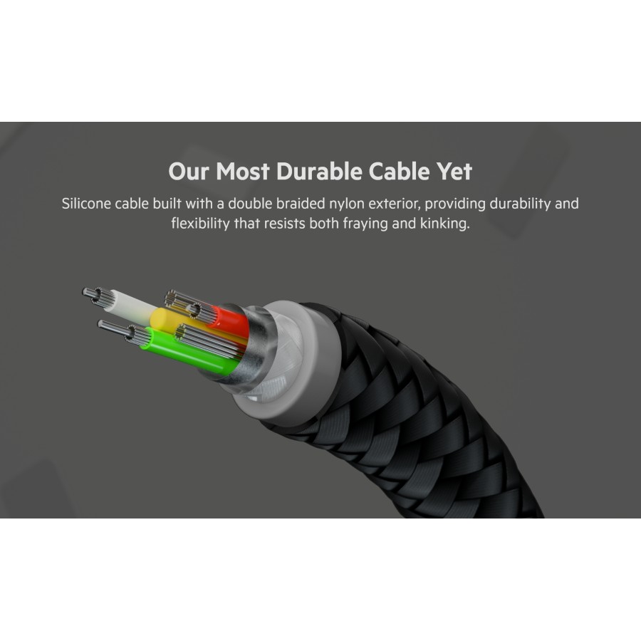 Кабель USB-C > USB-C заряджання/синхронізації Belkin 1м, 60Вт, Type-C, плетений, силіконовий, з ремінцем на магніті, чорний (CAB Кабель USB-C > USB-C заряджання/синхронізації Belkin 1м, 60Вт, Type-C, плетений, силіконовий, з ремінцем на магніті, чорний (CAB