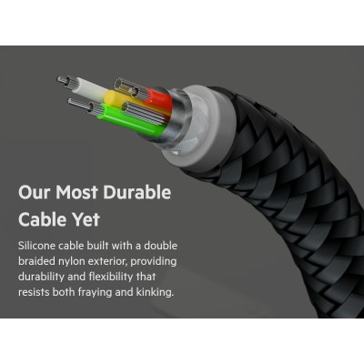 Кабель USB-C > USB-C заряджання/синхронізації Belkin 1м, 60Вт, Type-C, плетений, силіконовий, з ремінцем на магніті, чорний (CAB Кабель USB-C > USB-C заряджання/синхронізації Belkin 1м, 60Вт, Type-C, плетений, силіконовий, з ремінцем на магніті, чорний (CAB
