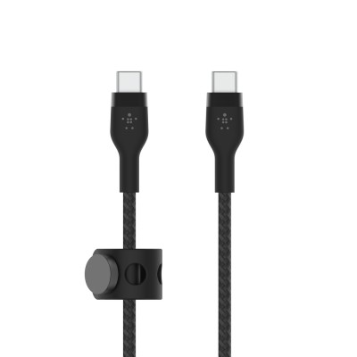 Кабель USB-C > USB-C заряджання/синхронізації Belkin 1м, 60Вт, Type-C, плетений, силіконовий, з ремінцем на магніті, чорний (CAB Кабель USB-C > USB-C заряджання/синхронізації Belkin 1м, 60Вт, Type-C, плетений, силіконовий, з ремінцем на магніті, чорний (CAB