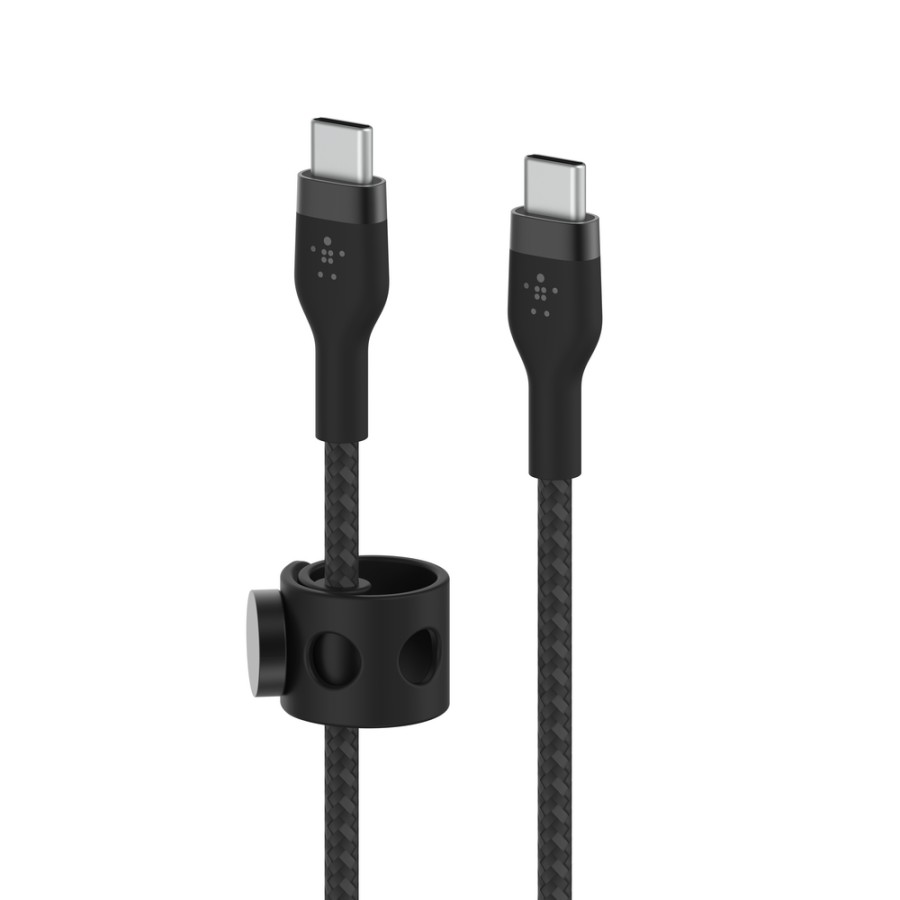 Кабель USB-C > USB-C заряджання/синхронізації Belkin 1м, 60Вт, Type-C, плетений, силіконовий, з ремінцем на магніті, чорний (CAB Кабель USB-C > USB-C заряджання/синхронізації Belkin 1м, 60Вт, Type-C, плетений, силіконовий, з ремінцем на магніті, чорний (CAB