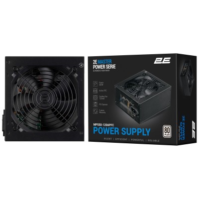 Блок живлення 2E Master Power (550W), >80%, 80+ White, 120мм, 1xMB 24pin(20+4), 1xCPU 8pin(4+4), 3xMolex, 5xSATA, 2xPCIe 8pin(6+
