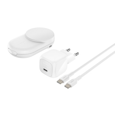 Зарядний пристрій бездротовий Belkin UltraCharge 2-in-1 Foldable Magnetic Charging 25Вт, білий