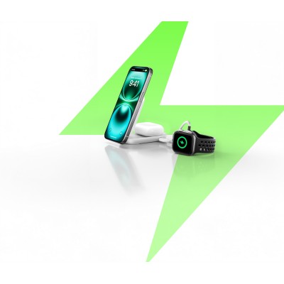 Зарядний пристрій бездротовий Belkin UltraCharge 2-in-1 Foldable Magnetic Charging 25Вт, білий