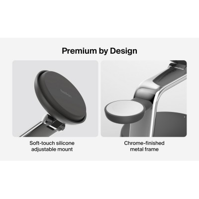 Зарядний пристрій бездротовий Belkin UltraCharge Pro 3-in-1 Magnetic Charging Dock 25Вт, Charcoal