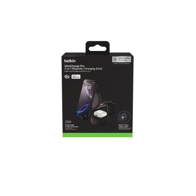 Зарядний пристрій бездротовий Belkin UltraCharge Pro 3-in-1 Magnetic Charging Dock 25Вт, Charcoal