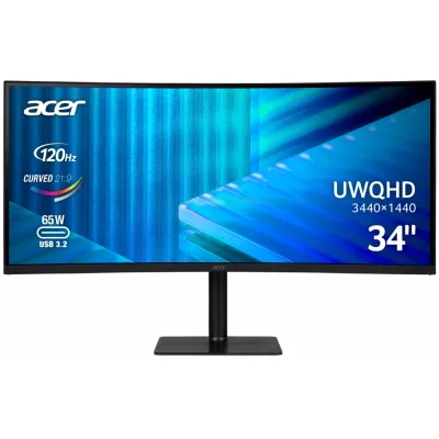 Монiтор TFT ACER 34" CZ342CURJ0bmiphuzx (UM.CC2EE.001) 21:9 VA Curved WQHD 120Hz 1.07B USB-C HAS MM