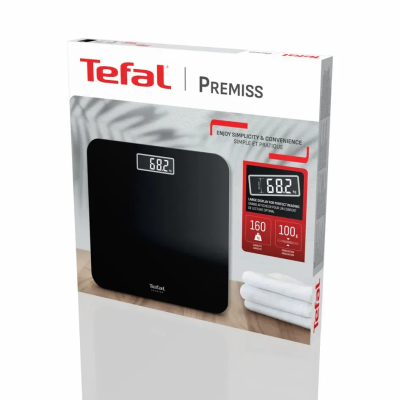 Ваги Tefal підлогові Premiss, 160кг, AAAx2 в комплекті, скло, чорний Ваги Tefal підлогові Premiss, 160кг, AAAx2 в комплекті, скло, чорний