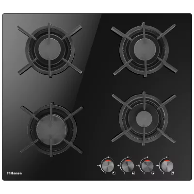 Варильна поверхня Hansa газова на склі, 60см, чавун, чорний