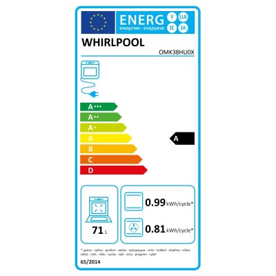 Духова шафа Whirlpool електрична, 71л, A, конвекція, нерж Духова шафа Whirlpool електрична, 71л, A, конвекція, нерж