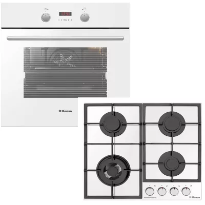 Комплект Hansa (духовка електрична + поверхня газ на склі), білий