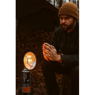 Обігрівач газовий туристичний Neo Tools, 92г/год, картриджний, регулятор, п'єзопідпал, чорний Обігрівач газовий туристичний Neo Tools, 92г/год, картриджний, регулятор, п'єзопідпал, чорний