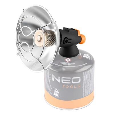Обігрівач газовий туристичний Neo Tools, 92г/год, картриджний, регулятор, п'єзопідпал, чорний Обігрівач газовий туристичний Neo Tools, 92г/год, картриджний, регулятор, п'єзопідпал, чорний