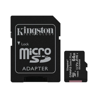 Картка пам*ятi MicroSDXC 64Gb Kingston Canvas Select Plus Class 10 UHS-1 А1 (с адаптером) (SDCS2/64GB)