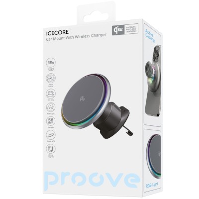 Автомобільний тримач з Бездротовим ЗП Proove IceCore QI2 15W (WHIC15002003) gray Автомобільний тримач з Бездротовим ЗП Proove IceCore QI2 15W (WHIC15002003) gray