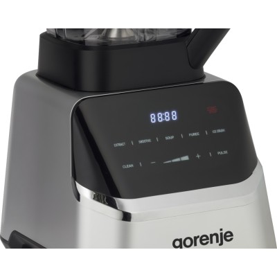 Блендер Gorenje стаціонарний 1500Вт, чаша-2000мл, дисплей, подрібнювач, чорний-нерж