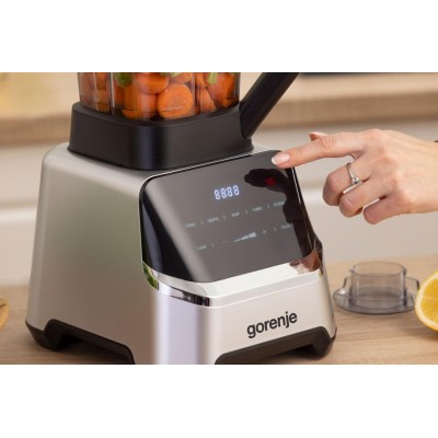 Блендер Gorenje стаціонарний 1500Вт, чаша-2000мл, дисплей, подрібнювач, чорний-нерж
