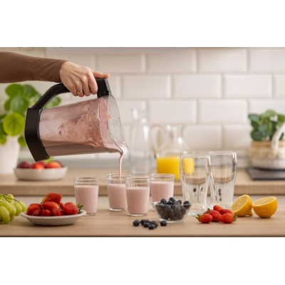 Блендер Gorenje стаціонарний 1500Вт, чаша-2000мл, дисплей, подрібнювач, чорний-нерж