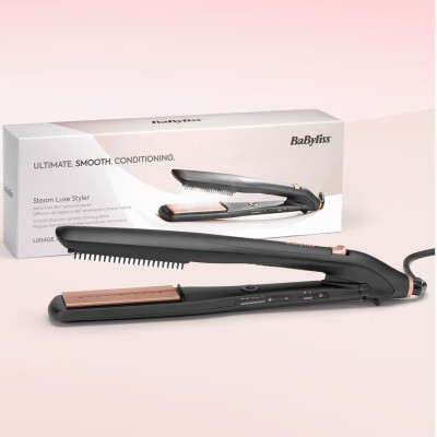 Випрямляч Babyliss Steam Lux Styler, 56Вт, темп.режимов-5, 170-210 °C, термо килимок, кераміка, чорний